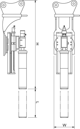 解体アタッチメント油圧穿孔機RDシリーズコアーマン外形図